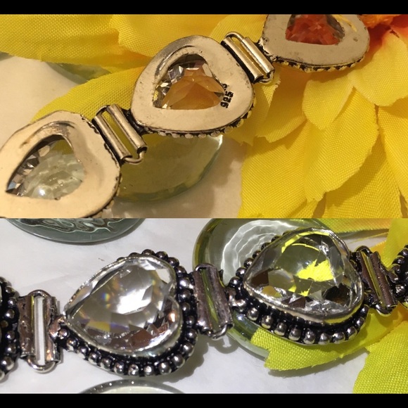 Sweet Sparkling White Topaz Linked Hearts Bracelet - Picture 4 of 4